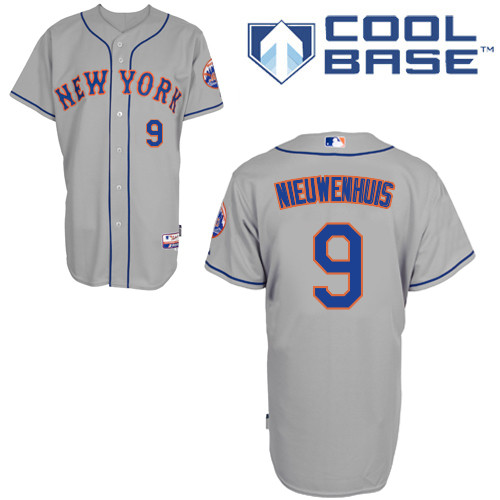 Kirk Nieuwenhuis #9 MLB Jersey-New York Mets Men's Authentic Road Gray Cool Base Baseball Jersey